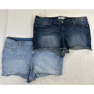2pr. Torrid Women’s Plus Size 26 Blue Stretch Denim Cut Off Jean Shorts Charity